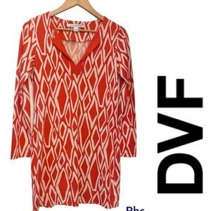 DVF Diane von Furstenberg Reina Ikat-Print Long-Sleeve mini Dress size 4